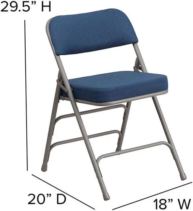 Alt view image 7 of 20 - Flash Furniture HERCULES Series Premium Curved Triple Braced Double Hinged Navy Fabric Metal Folding Chair - 2 Pack