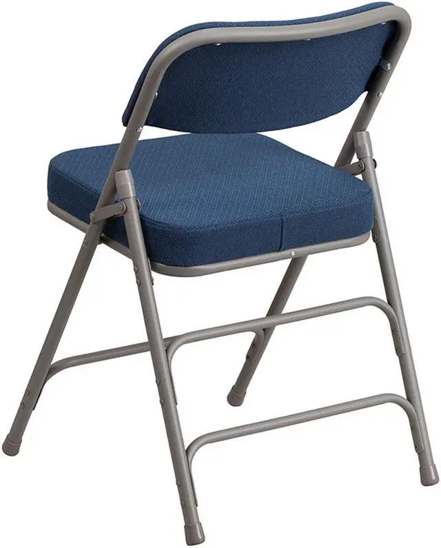 Alt view image 4 of 20 - Flash Furniture HERCULES Series Premium Curved Triple Braced Double Hinged Navy Fabric Metal Folding Chair - 2 Pack
