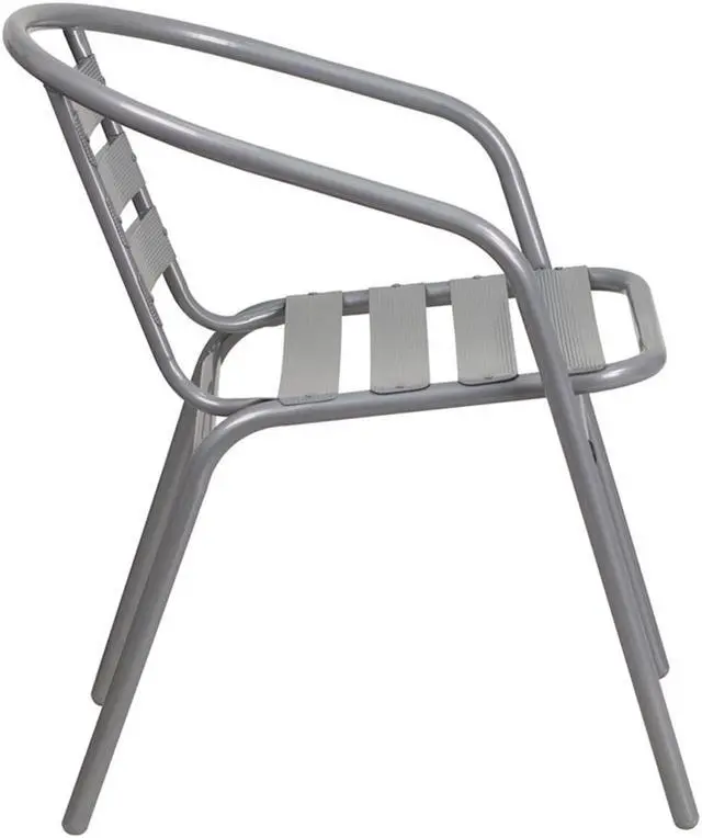Alt view image 4 of 20 - Flash Furniture Silver Metal Restaurant Stack Chair with Aluminum Slats [TLH-017C-GG] TLH017C