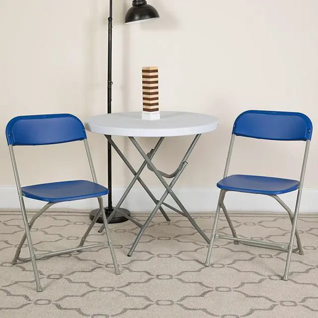 Alt view image 13 of 20 - HERCULES Series 650 lb. Capacity Premium Blue Plastic Folding Chair