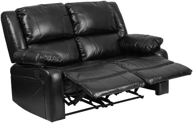 Alt view image 6 of 16 - Harmony Series Black LeatherSoft Loveseat with Two Built-In Recliners