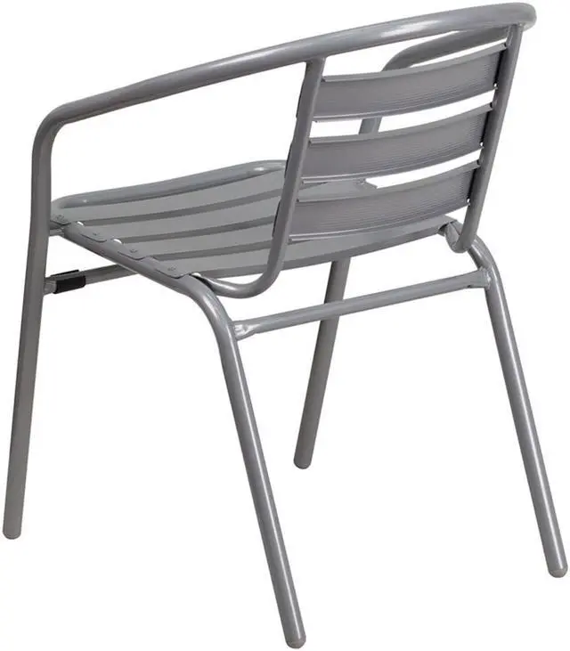Alt view image 5 of 20 - Flash Furniture Silver Metal Restaurant Stack Chair with Aluminum Slats [TLH-017C-GG] TLH017C