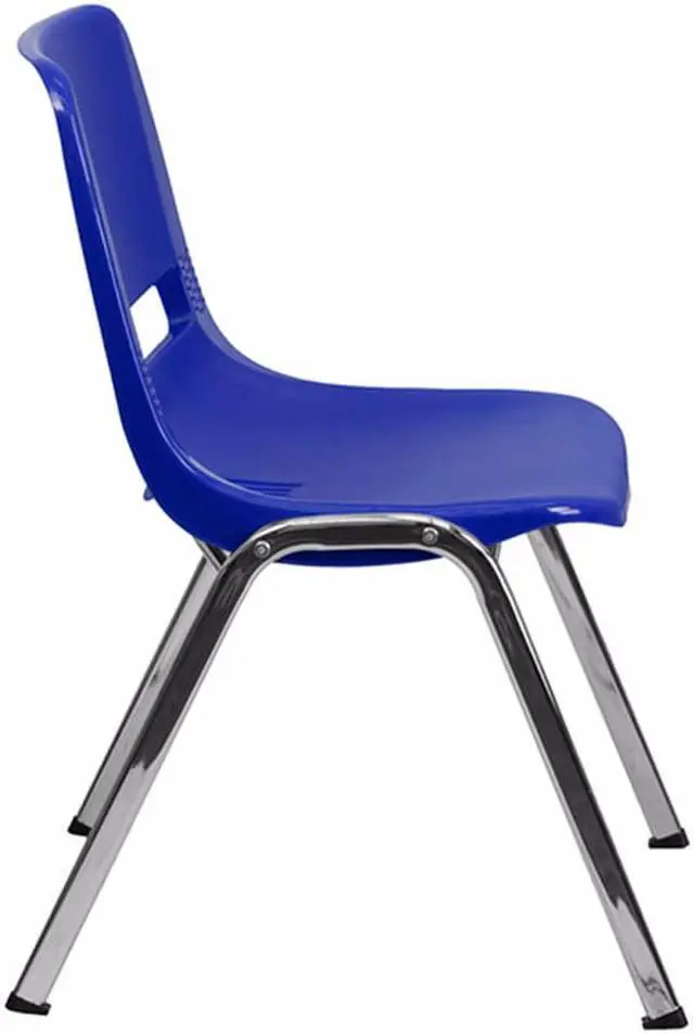 Alt view image 10 of 20 - HERCULES Series 880 lb. Capacity Navy Ergonomic Shell Stack Chair with Chrome Frame and 18'' Seat Height