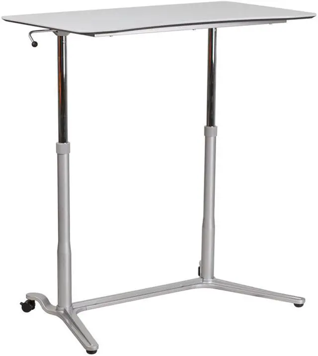 Alt view image 4 of 20 - Sit-Down, Stand-Up Light Gray Computer Ergonomic Desk with 37.375''W Top (Adjustable Range 29'' - 40.75'')