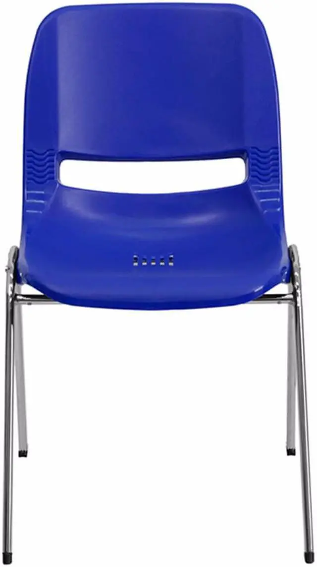 Alt view image 8 of 20 - HERCULES Series 880 lb. Capacity Navy Ergonomic Shell Stack Chair with Chrome Frame and 18'' Seat Height