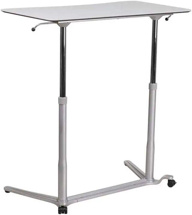 Alt view image 5 of 20 - Sit-Down, Stand-Up Light Gray Computer Ergonomic Desk with 37.375''W Top (Adjustable Range 29'' - 40.75'')