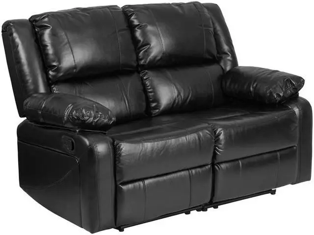 Alt view image 7 of 16 - Harmony Series Black LeatherSoft Loveseat with Two Built-In Recliners