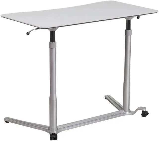Alt view image 2 of 20 - Sit-Down, Stand-Up Light Gray Computer Ergonomic Desk with 37.375''W Top (Adjustable Range 29'' - 40.75'')
