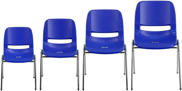 Alt view image 12 of 20 - HERCULES Series 880 lb. Capacity Navy Ergonomic Shell Stack Chair with Chrome Frame and 18'' Seat Height