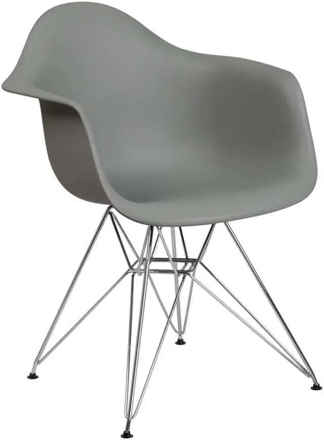 Alt view image 9 of 20 - Alonza Series Moss Gray Plastic Chair with Chrome Base
