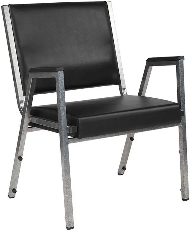 Alt view image 8 of 20 - Flash Furniture HERCULES Series 1500 lb. Rated Antimicrobial Vinyl Bariatric Arm Chair with Silver Vein Frame, Black