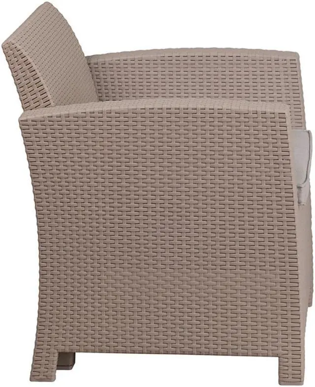 Alt view image 8 of 20 - Light Gray Faux Rattan Chair with All-Weather Light Gray Cushion
