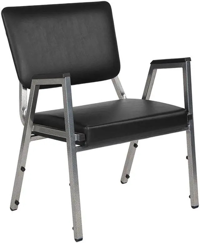 Alt view image 8 of 20 - Flash Furniture HERCULES Series 1500 lb. Rated Antimicrobial Vinyl Bariatric Arm Chair with 3/4 Panel Back and Silver Vein Frame, Black