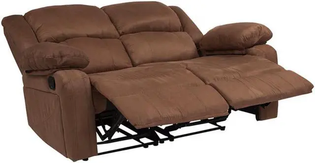 Alt view image 10 of 20 - Harmony Series Chocolate Brown Microfiber Loveseat with Two Built-In Recliners
