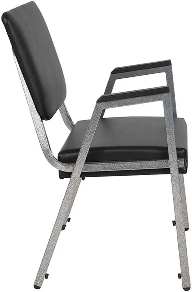 Alt view image 9 of 20 - Flash Furniture HERCULES Series 1500 lb. Rated Antimicrobial Vinyl Bariatric Arm Chair with 3/4 Panel Back and Silver Vein Frame, Black
