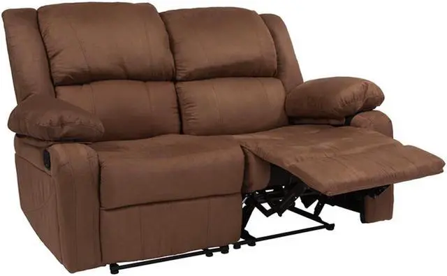 Alt view image 11 of 20 - Harmony Series Chocolate Brown Microfiber Loveseat with Two Built-In Recliners
