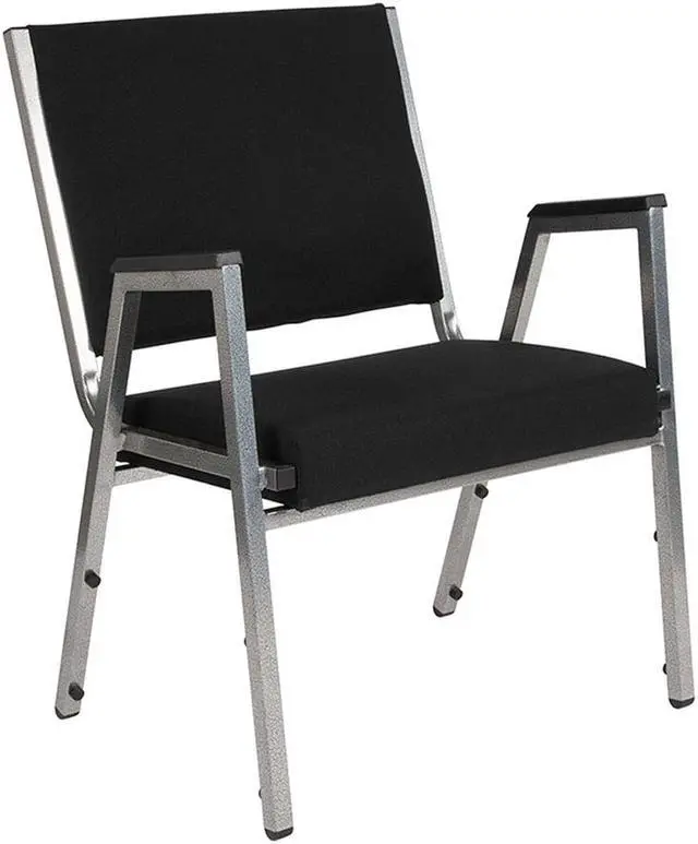 Alt view image 5 of 20 - Flash Furniture HERCULES Series 1500 lb. Rated Antimicrobial Fabric Bariatric Arm Chair with Silver Vein Frame, Black