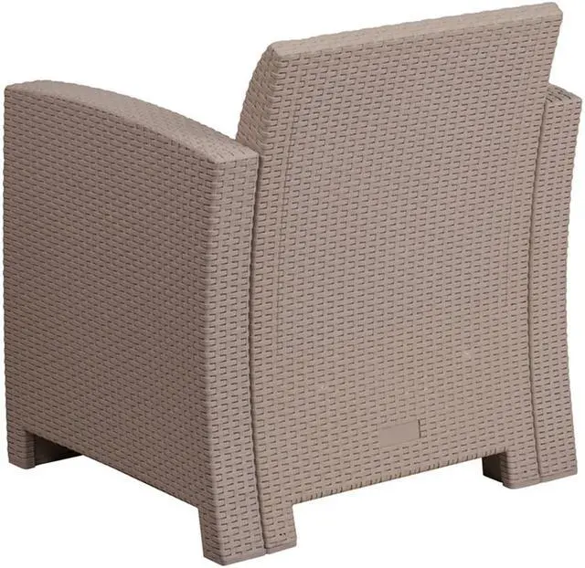 Alt view image 9 of 20 - Light Gray Faux Rattan Chair with All-Weather Light Gray Cushion