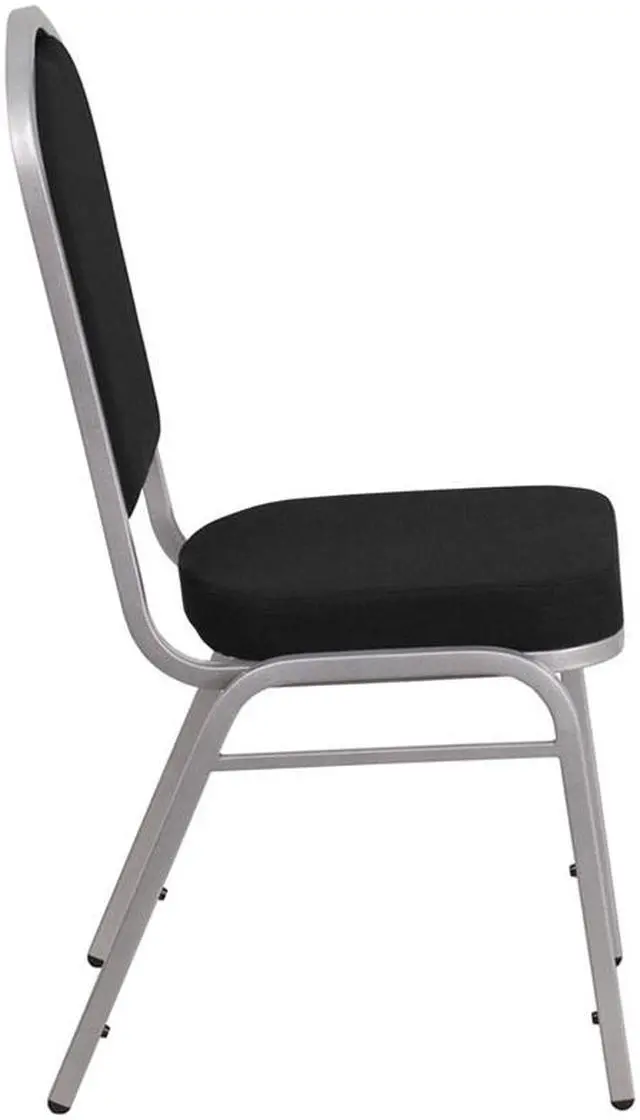 Alt view image 8 of 20 - HERCULES Series Crown Back Stacking Banquet Chair in Black Fabric - Silver Frame