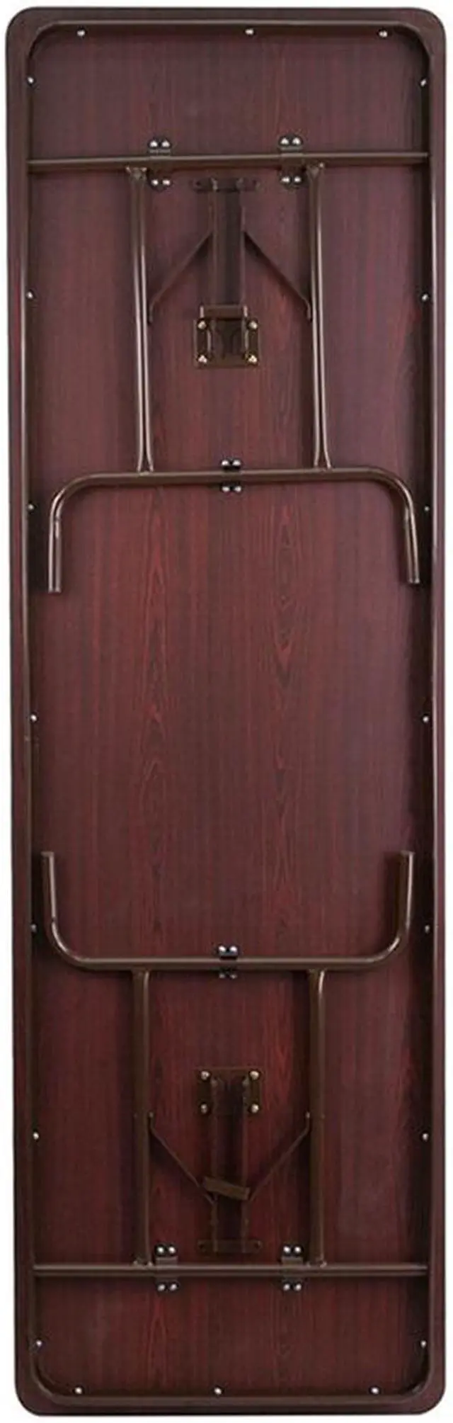 Alt view image 6 of 20 - 30'' x 96'' Rectangular High Pressure Mahogany Laminate Folding Banquet Table