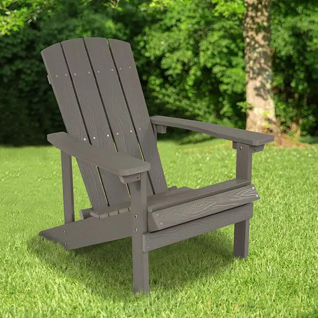 Alt view image 3 of 20 - Charlestown All-Weather Adirondack Chair in Light Gray Faux Wood