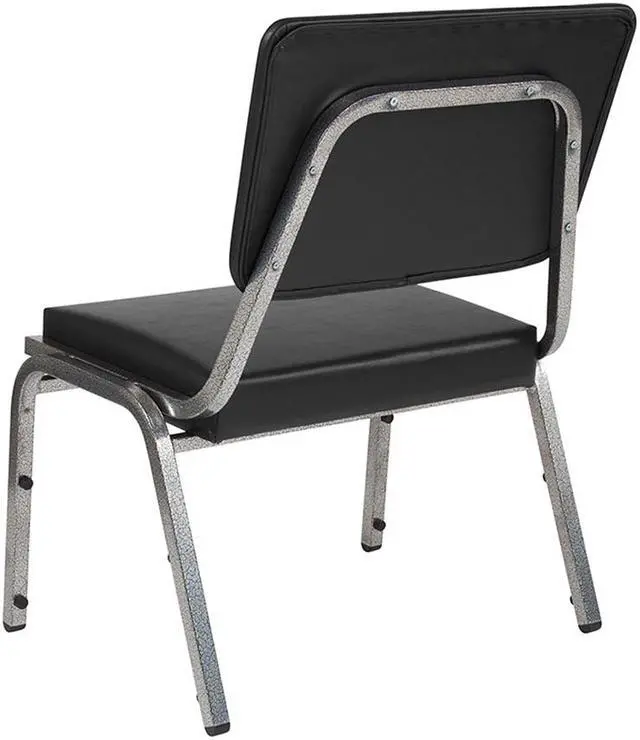 Alt view image 8 of 20 - HERCULES Series 1500 lb. Rated Black Antimicrobial Vinyl Bariatric Medical Reception Chair with 3/4 Panel Back