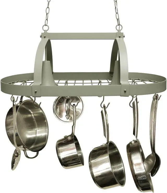 Alt view image 5 of 20 - Elegant Designs Slate Gray 2 Light Kitchen Pot Rack with Downlights
