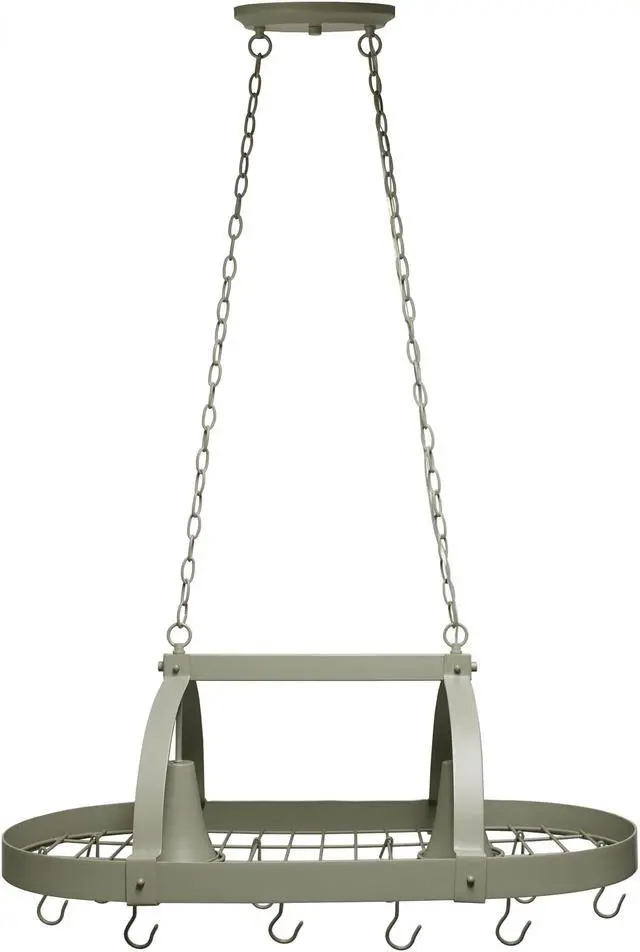 Alt view image 7 of 20 - Elegant Designs Slate Gray 2 Light Kitchen Pot Rack with Downlights