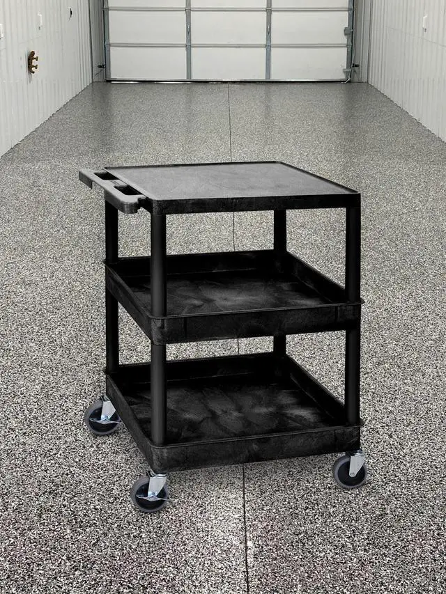 Alt view image 9 of 11 - Luxor STC211-B - Flat Top and Tub Middle/Bottom Shelf Cart