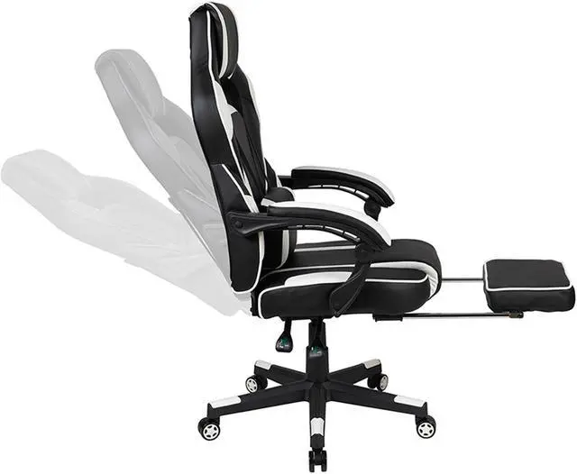 Alt view image 14 of 20 - X40 Gaming Chair Racing Ergonomic Computer Chair with Fully Reclining Back/Arms, Slide-Out Footrest, Massaging Lumbar - White