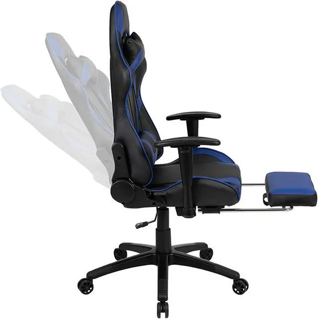 Alt view image 12 of 12 - X30 Gaming Chair Racing Office Ergonomic Computer Chair with Reclining Back and Slide-Out Footrest in Blue LeatherSoft