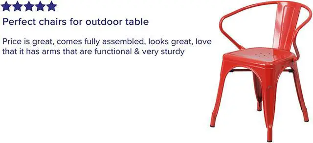 Alt view image 9 of 20 - Commercial Grade Red Metal Indoor-Outdoor Chair with Arms