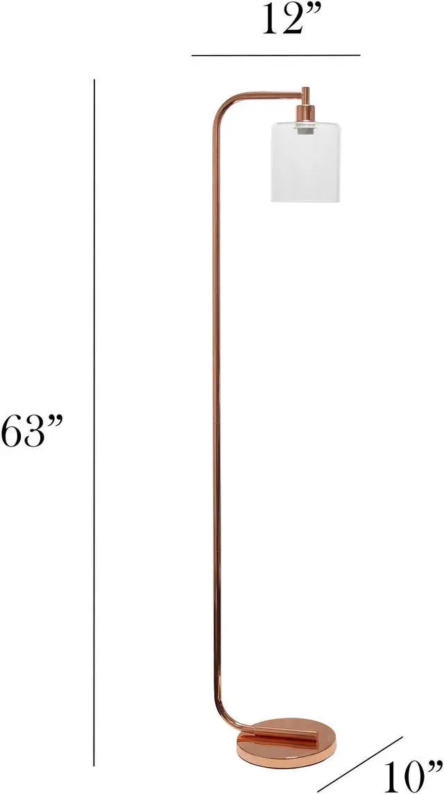 Alt view image 9 of 20 - Simple Designs Antique Style Industrial Iron Lantern Floor Lamp with Glass Shade, Rose Gold