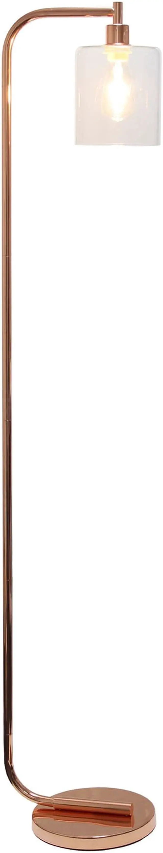 Alt view image 7 of 20 - Simple Designs Antique Style Industrial Iron Lantern Floor Lamp with Glass Shade, Rose Gold