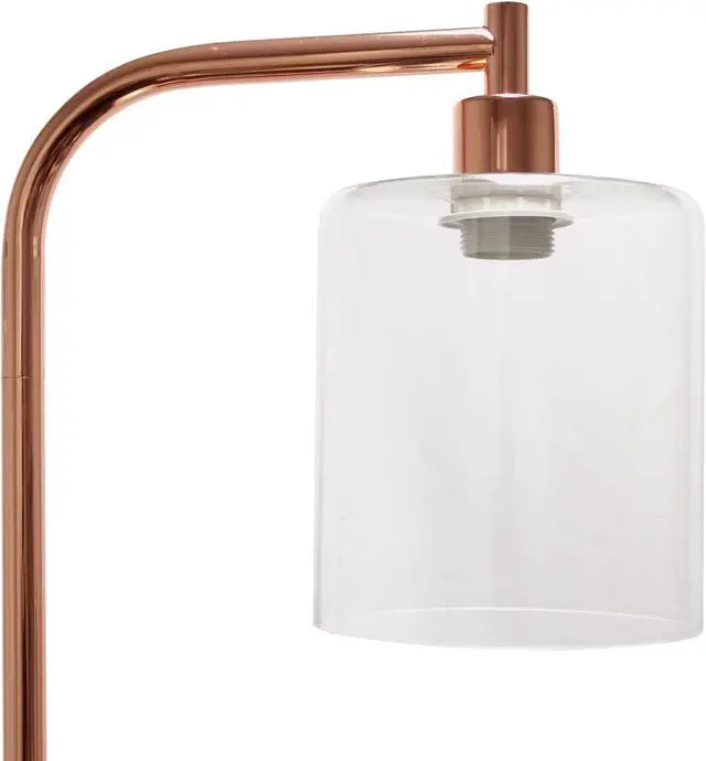 Alt view image 10 of 20 - Simple Designs Antique Style Industrial Iron Lantern Floor Lamp with Glass Shade, Rose Gold