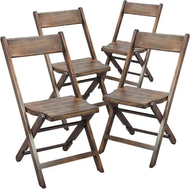 Alt view image 15 of 20 - Slatted Wood Folding Special Event Chair - Antique Black, Set of 4