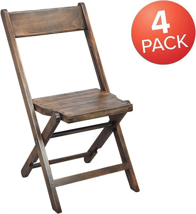 Alt view image 13 of 20 - Slatted Wood Folding Special Event Chair - Antique Black, Set of 4