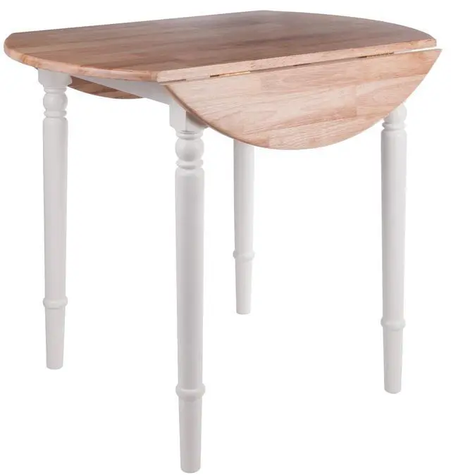 Alt view image 8 of 14 - Sorella Round Drop Leaf Table Natural/White Finish 53036
