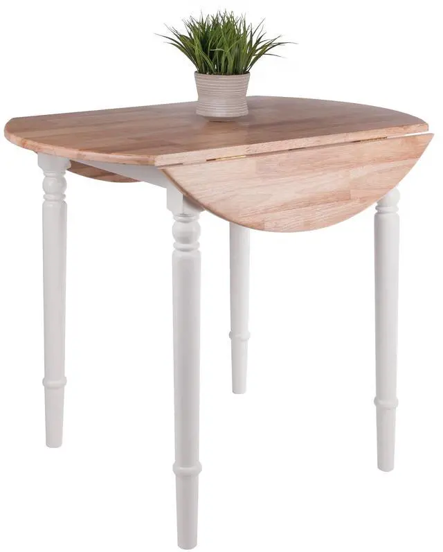 Alt view image 13 of 14 - Sorella Round Drop Leaf Table Natural/White Finish 53036