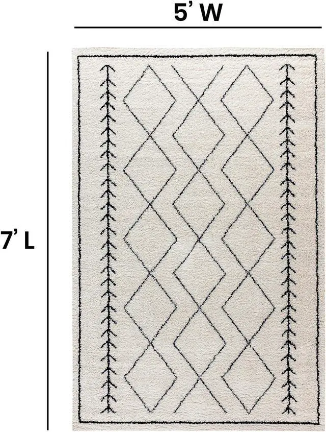 Alt view image 12 of 14 - Geometric Style Bohemian Shag Area Rug - 5' x 7' - Ivory