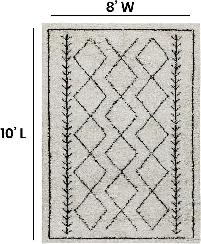 Alt view image 12 of 14 - Geometric Style Bohemian Shag Area Rug - 8' x 10' - Ivory