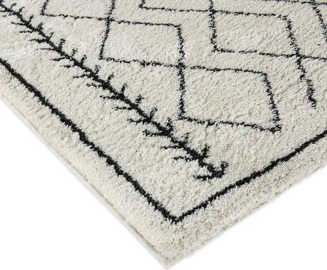 Alt view image 14 of 14 - Geometric Style Bohemian Shag Area Rug - 8' x 10' - Ivory