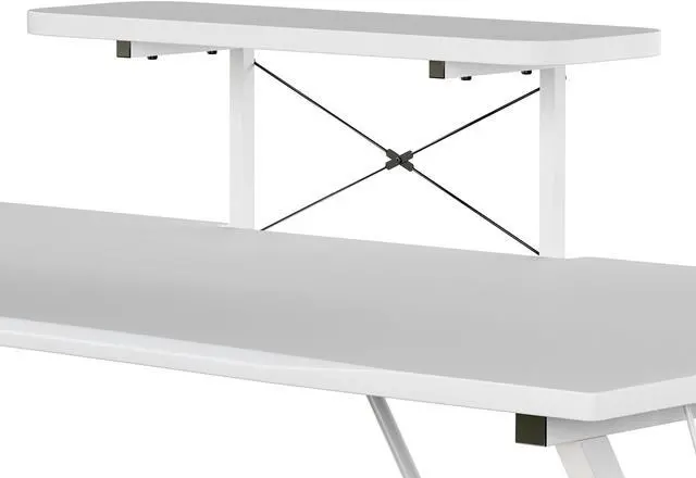 Alt view image 14 of 20 - White Gaming Desk with Cup Holder, Headphone Hook, and Monitor/Smartphone Stand
