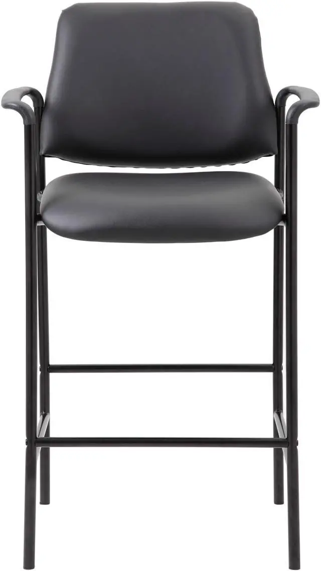 Alt view image 3 of 7 - Boss Contemporary Slender & Sleek Upholstered Square Back Counter Drafting Stool In Black Caressoft