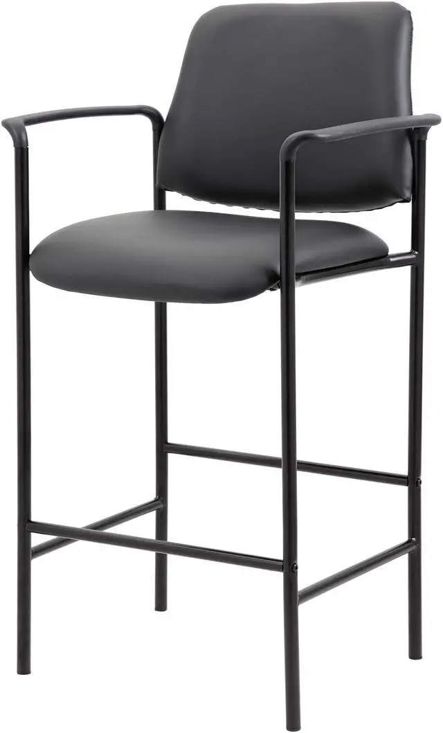 Alt view image 2 of 7 - Boss Contemporary Slender & Sleek Upholstered Square Back Counter Drafting Stool In Black Caressoft