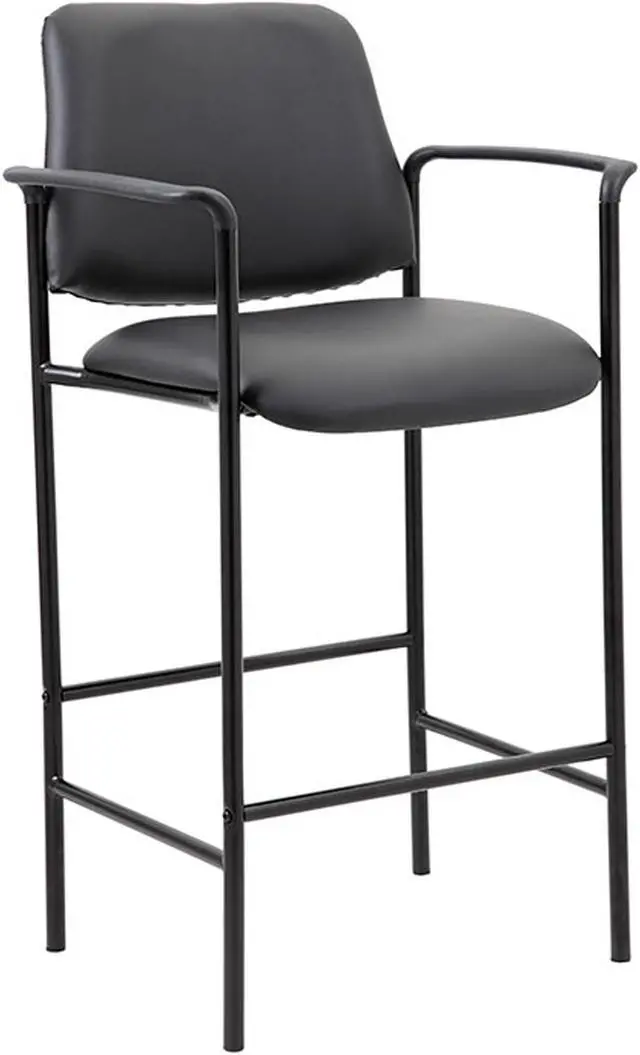 Main image of Boss Contemporary Slender & Sleek Upholstered Square Back Counter Drafting Stool In Black Caressoft