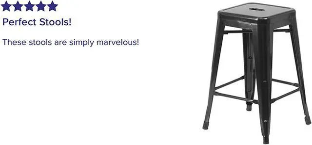 Alt view image 10 of 20 - 24'' High Backless Black Metal Indoor-Outdoor Counter Height Stool with Square Seat