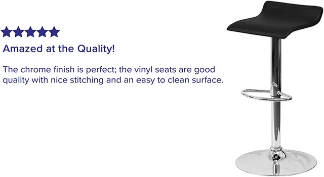 Alt view image 19 of 20 - Contemporary Black Vinyl Adjustable Height Barstool with Solid Wave Seat and Chrome Base