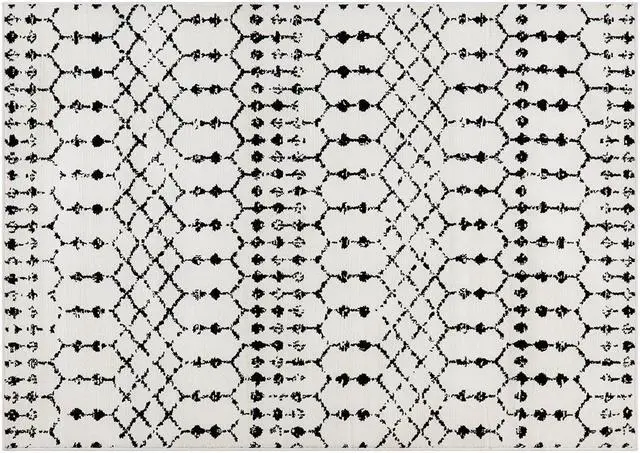 Alt view image 8 of 17 - Geometric Bohemian Low Pile Rug - 5' x 7' - Ivory/Black