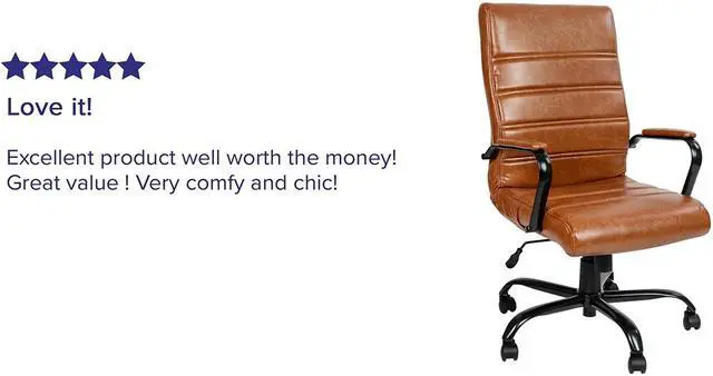 Alt view image 12 of 20 - High Back Brown LeatherSoft Executive Swivel Office Chair with Black Frame and Arms